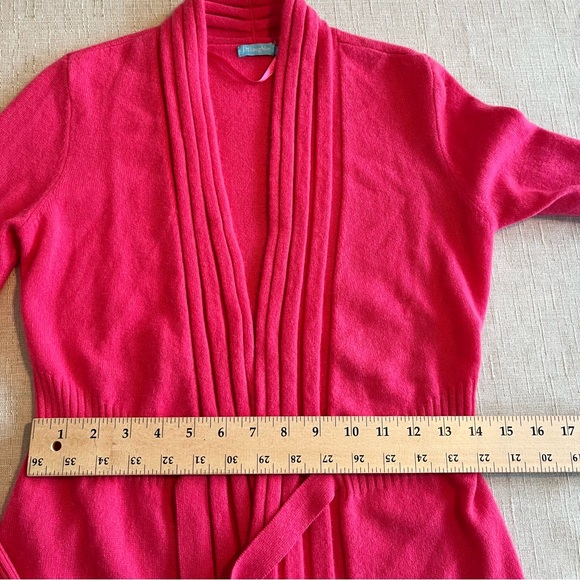 J. McLaughlin 100% Cashmere Hot Pink Front Tie Sweater Cardigan Shawl Neck - Picture 13 of 16